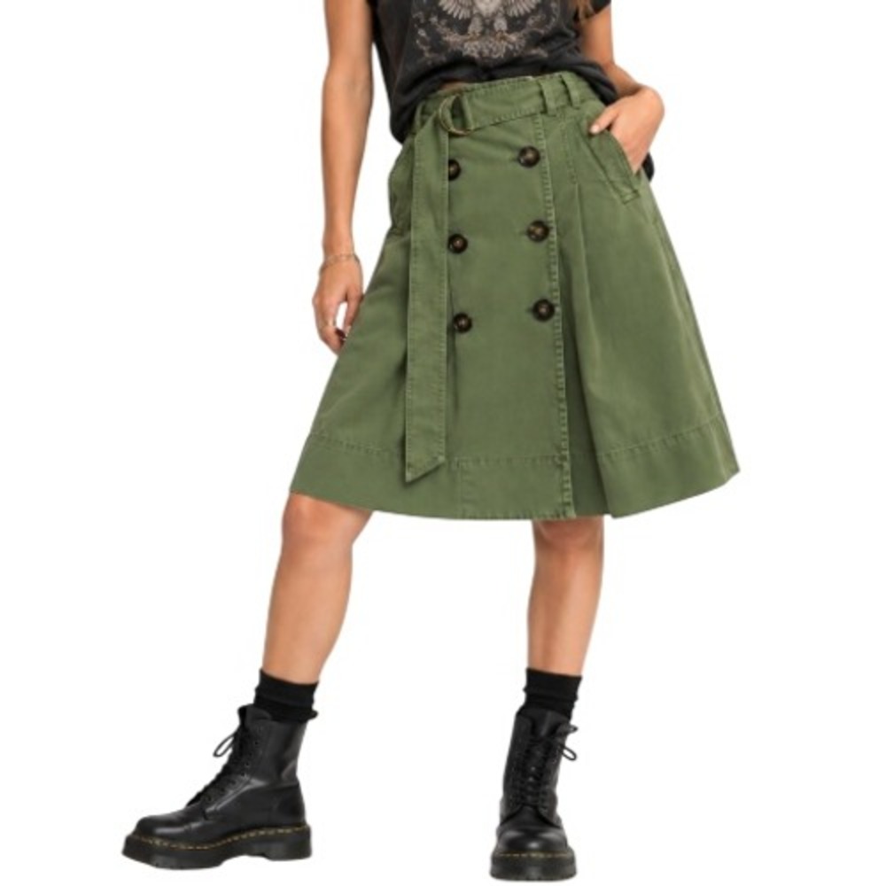 J. Crew Womens 2 Olive Trench Utility Military Grunge Belted Skirt